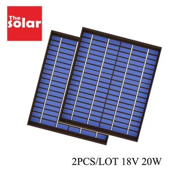 

2pcs x 18V 20W 1.1A Solar Panel Mini PET polycrystalline Solar Cell PV module cell charge for 12V battery Charger 20 watts Watt