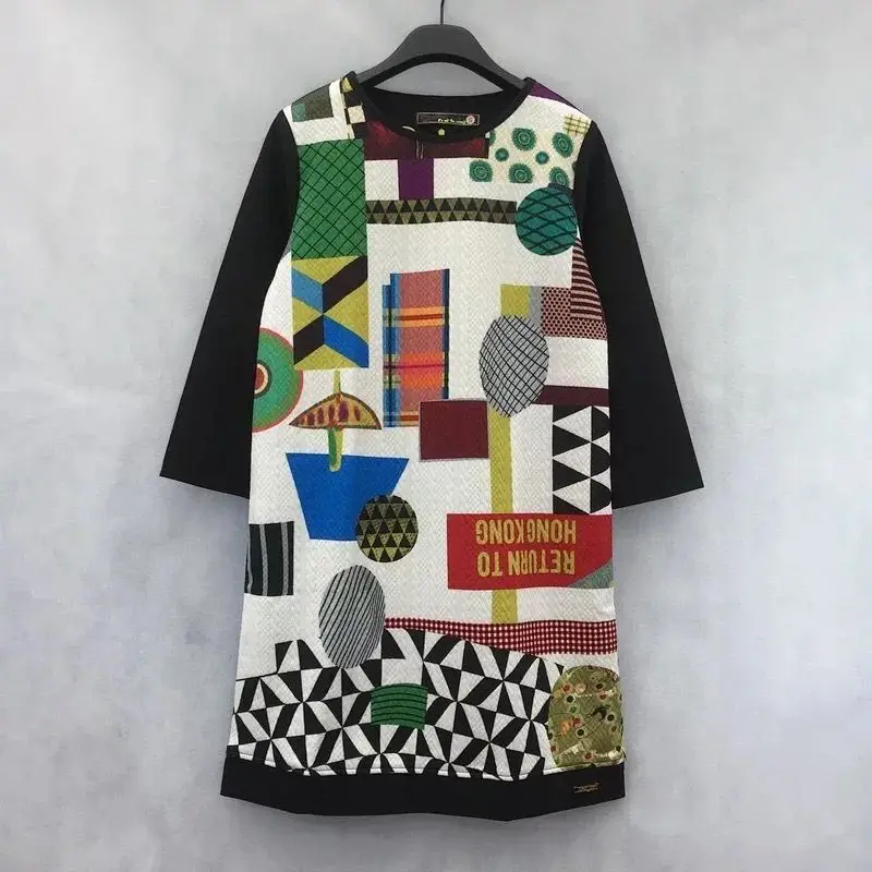 18 DESIGUAL/; платье с короткими рукавами и принтом в испанском стиле; различные размеры 36-46 - Цвет: 18