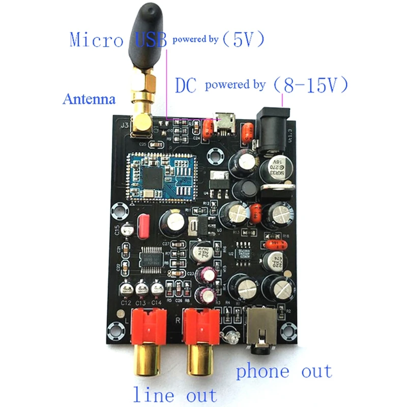 Csr8675 Bluetooth 5,0 Беспроводная плата приемника Pcm5102A I2S декодер DAC плата Aptx Hd поддержка 24 бит с антенной A5-007