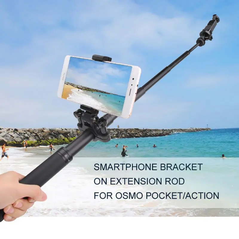 

For OSMO Pocket and GoPro Action Handheld Gimbal Camera Match Many Rods Phone Holder Adjustable Cellphone Extension Black