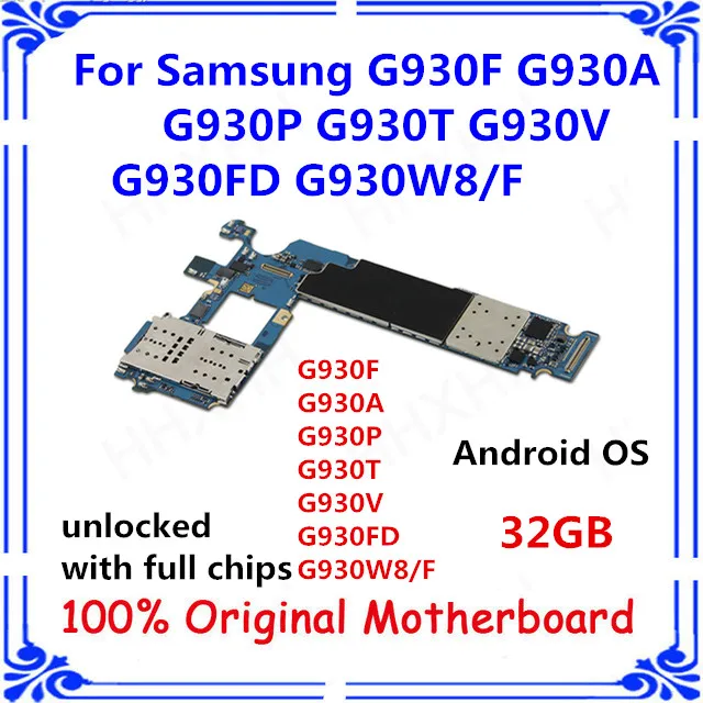 Оригинальная панель разблокирована для samsung S7 G930F G930A G930P G930T G930V G930FD G930W8/F материнская плата 32 Гб с чипом Android OS карта