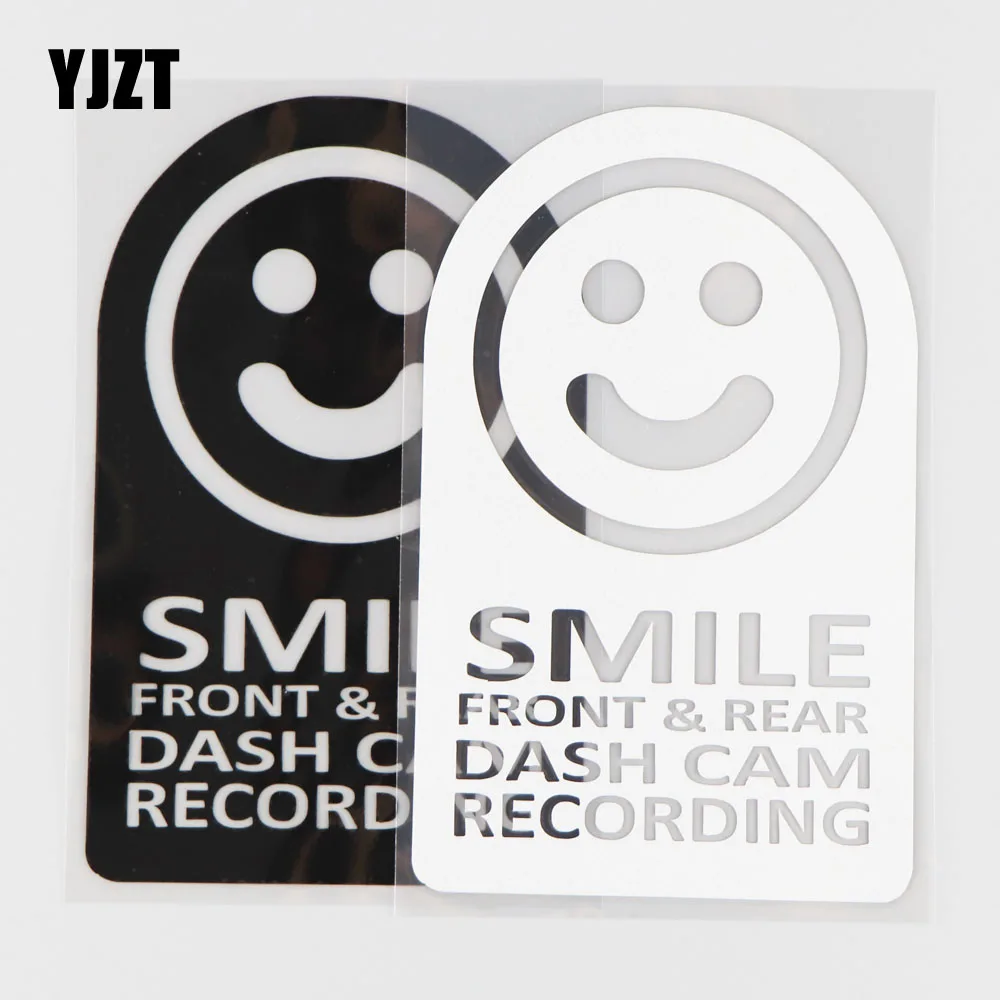 YJZT 10.1CM*16.1CM Smile Dash Cam Recording JDM Vinyl Decal Car Sticker Funny Cartoon Black/Silver 4A-0232 | Автомобили и