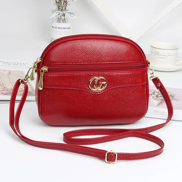 Shell Crossbody Bag for Women New Fashion Small PU Shoulder Bags Luxury Designer Female Bag Smooth Zipper Red