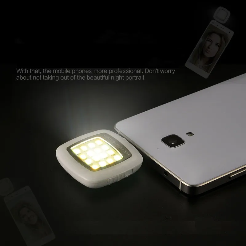 Mini 3.5mm Jack 16 Selfie Flash LED Lamp Portable Mobile Phone  Photography Fill Light Rechargeable For iPhone6 Smartphone LG wide angle lens for mobile