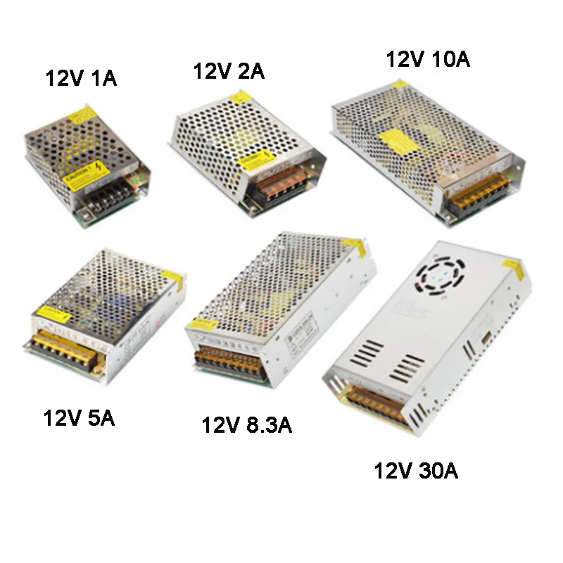 

AC 110-240 V to DC 12V 1A 2A 3.2A 5A 8.3A 10A 12.5A 15A 20A 30A Switching Power Supply Transformers Adapter For LED Strip light