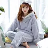 Winter Thick Warm Flannel Pajamas Sets For Women Sleepwear Home Clothing Pajama Home Wear Pyjamas Set 1