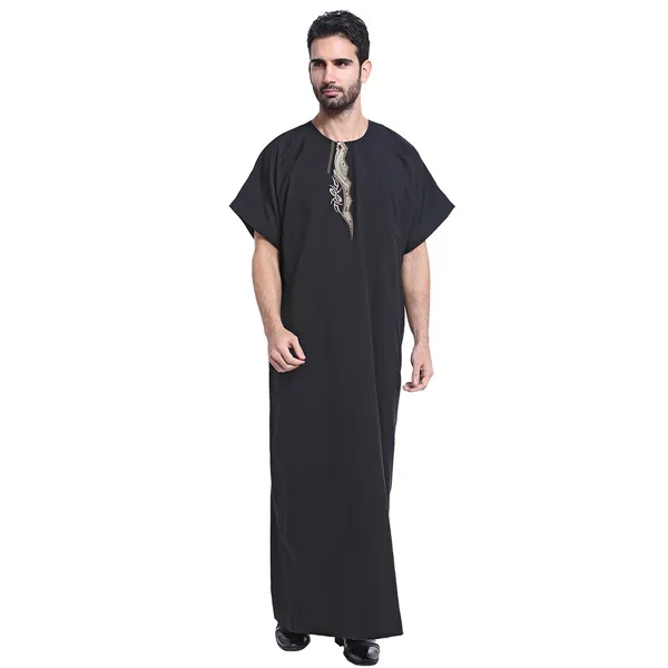 Арабская мусульманская одежда для мужчин Ближний Восток арабский мужской Человек платье ТОБ Арабский исламский абаи индийский мужской кафтан халат - Цвет: Черный