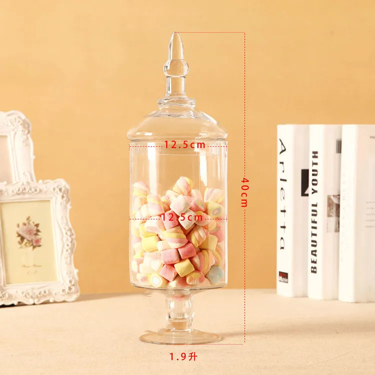 European Transparent Glass Storage Tank with Lid Household Glass Candy Jar Decorative Wedding Banquet Decorative Candy Bottle - Цвет: F  12.5x40cm