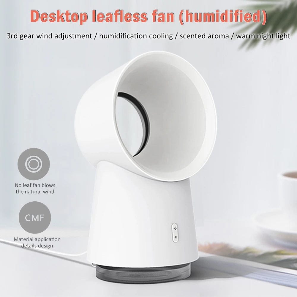 Ventilador de Refrigeração 3 em 1 Mini Bladeless Desktop Umidificador Névoa Led Luz 3 Velocidades Ajustável Lâmpada Iluminação 2022 R003 1 refrigeração mini bladeless desktop umidificador névoa led