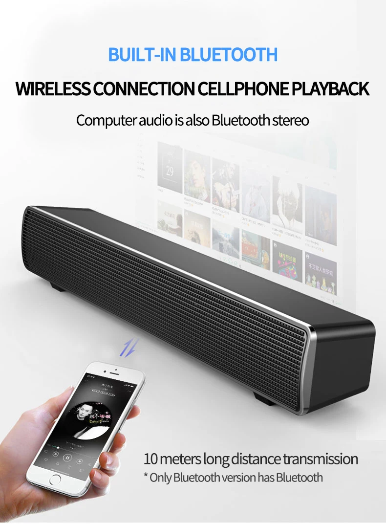Компьютерный динамик сабвуфер беспроводной Bluetooth динамик Саундбар ТВ бас объемный звук коробка для ПК ноутбук телефон планшет MP3 MP4