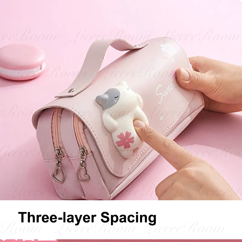 LierreRoom Pencil Case EVA Storage Box Cute Pink Cartoon Suitable for Female Students Kawaii Stationery Gift Bag | Канцтовары для