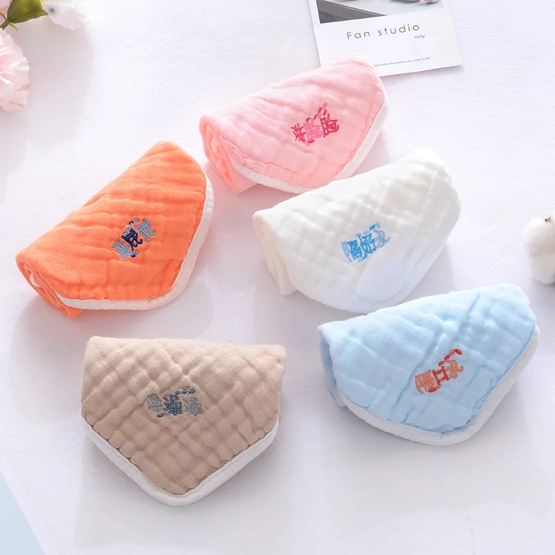  Multi-functional Kerchief Pure Cotton Six-layer Gauze Seersucker Letter Embroidered Embroidered Han