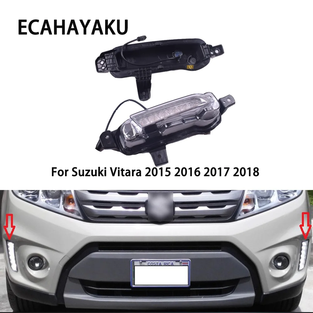 ECAHAYKU 1 set LED DRL Daytime Running Light For Vitara 2015 2016 2017 2018 Daylight Waterproof Signal car-Styling light | Автомобили и