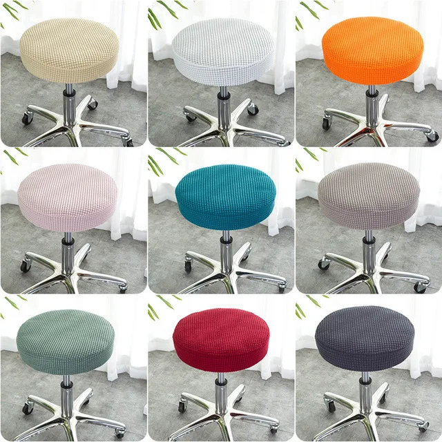 

Round Chair Cover Elastic Bar Seat Washable Removable Bar Stool Cover For Office Computer Banquet Hotel Dining Home Decoration