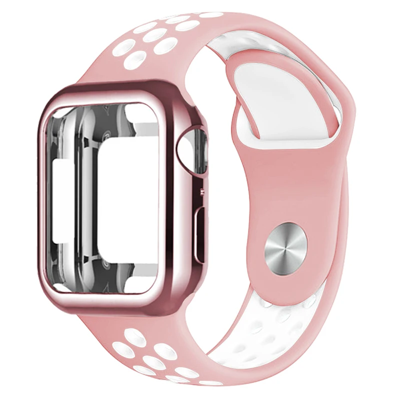 Силиконовый спортивный ремешок+ чехол для apple watch 5 4 3 2 1 серия 38 мм 42 мм ремешок для iwatch 40 мм 44 мм браслет аксессуары для запястья