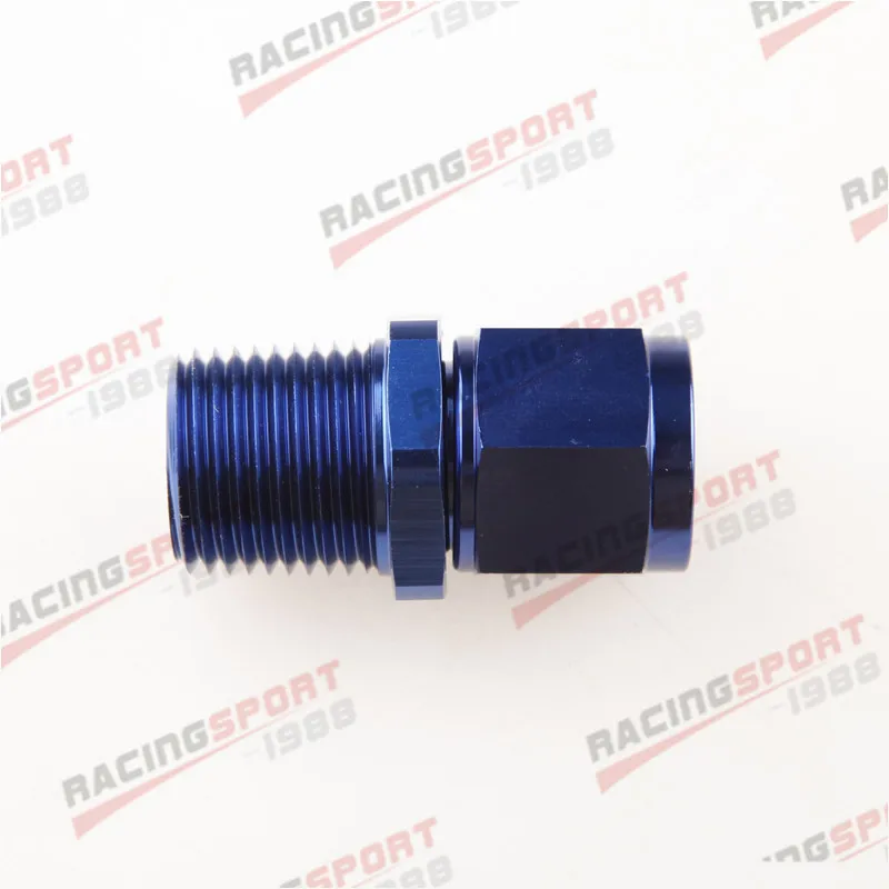 

8AN Female Swivel To 1/2" NPT Male Straight Aluminum Fitting Adapter Blue