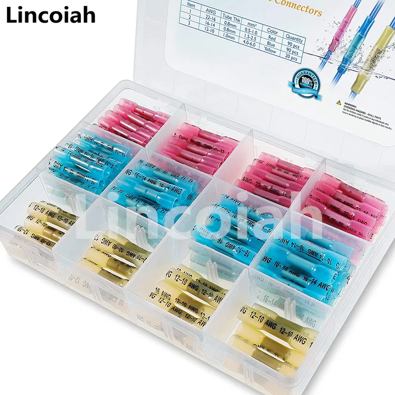 200 шт. термоусадочные стыковые соединители комплект изолированные Водонепроницаемые электрические морские