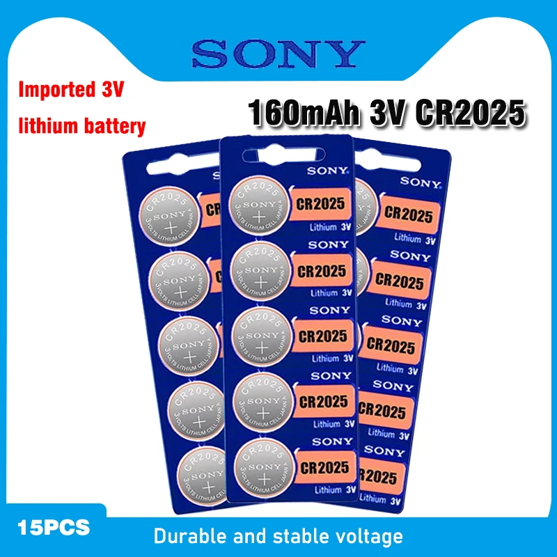 Литиевые кнопочные батарейки cr2025 3 в 15 шт. для SONY CR 2025 DL2025 BR2025 часов калькуляторов