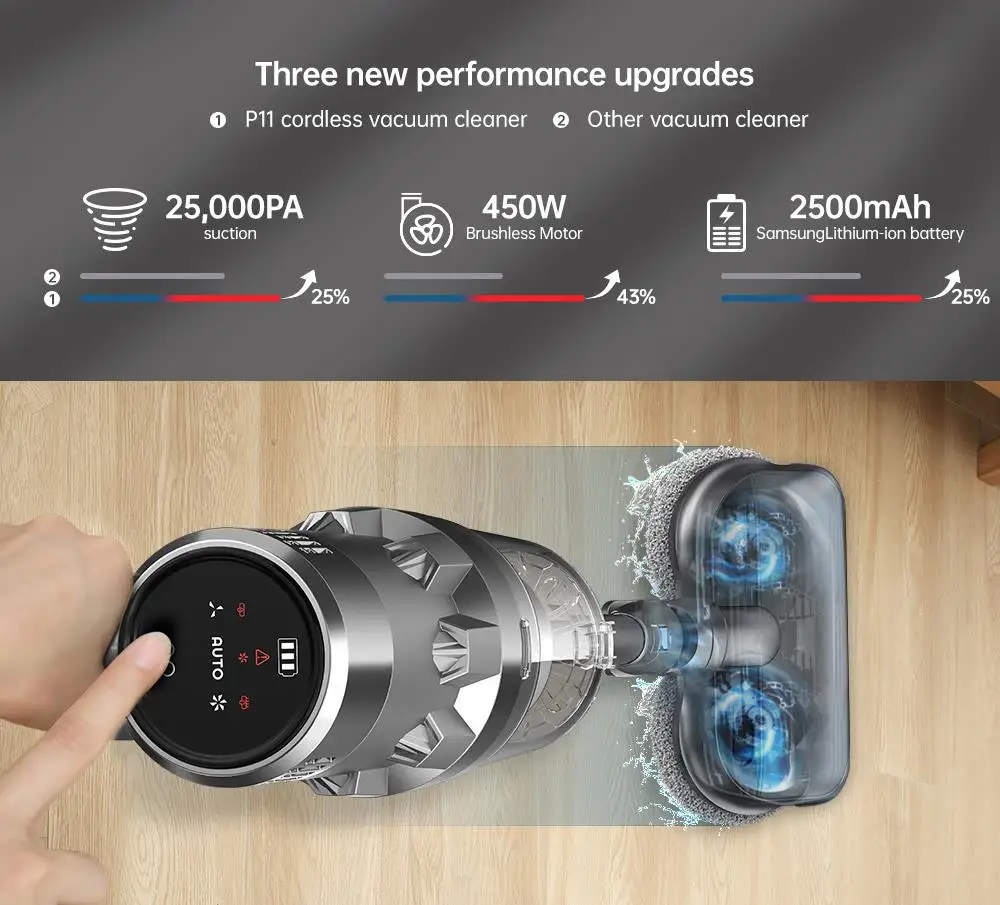 Nuovo aspirapolvere senza batteria combinato Proscenic P11 senza fili,  aspirazione eccellente 25000Pa, batteria rimovibile combinata rotante  elettrica|Smart Remote Control| - AliExpress