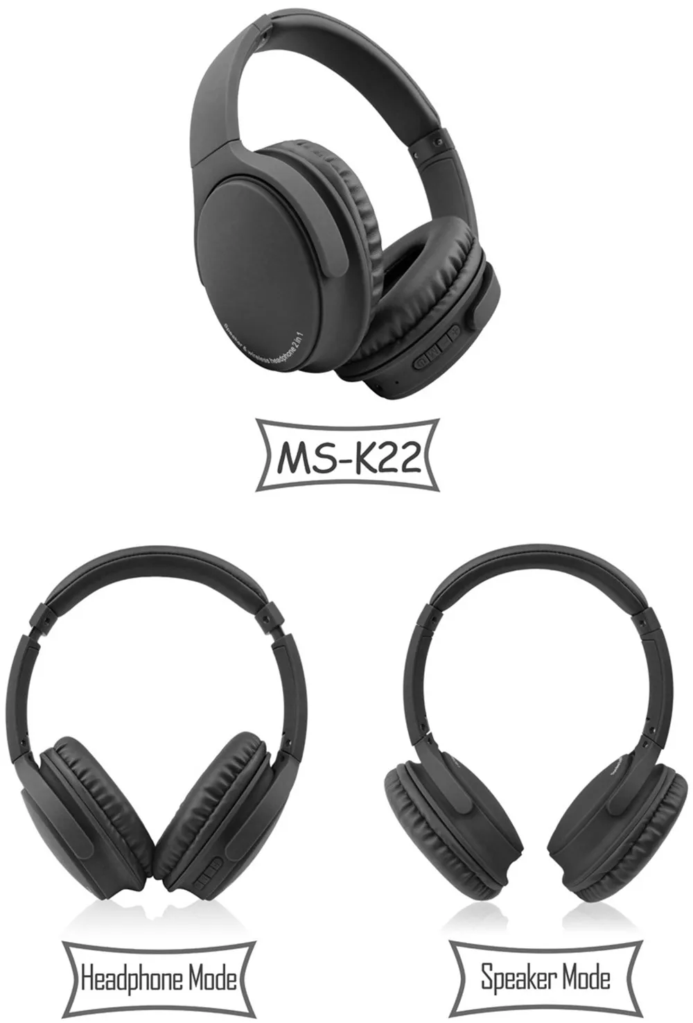 MS-K22 bluetooth-гарнитура 2 в 1 динамик и беспроводные наушники Поддержка TF карты с микрофоном супер бас музыкального игрового наушника