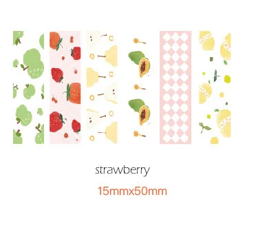 strawberry 15mmX50mm 1 упаковка Kawaii Милая Цветочная сетка в полоску лук маркер стикер карточки для планировщика дневник канцелярские принадлежности пуля журнал sl2121 - Цвет: strawberry 15mmX50mm
