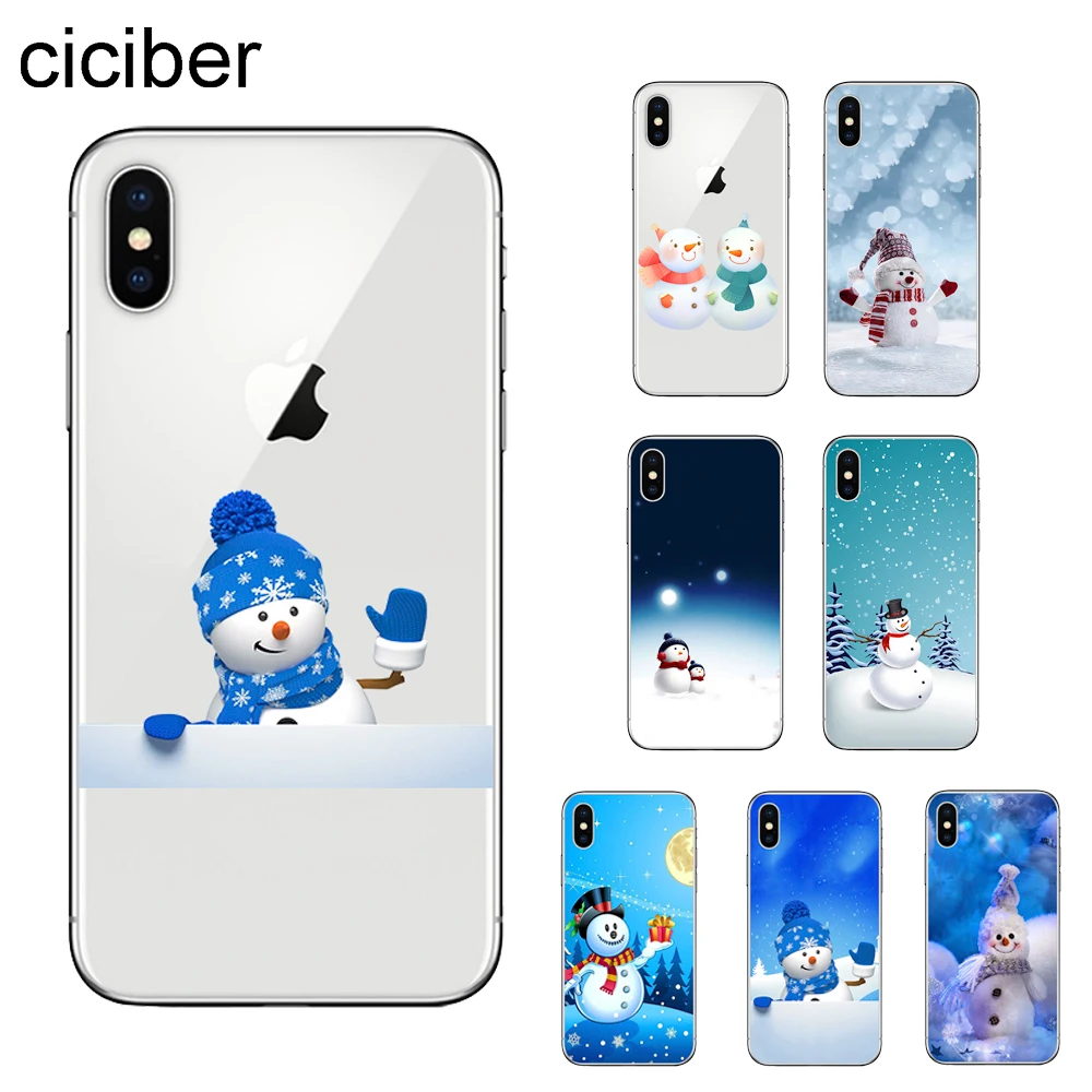

ciciber Christmas Snowman Phone Case For Apple iPhone 11 Pro Max 11Pro XS MAX X XR 7 8 6 6s Plus 5S SE Soft TPU Cover Coque Capa