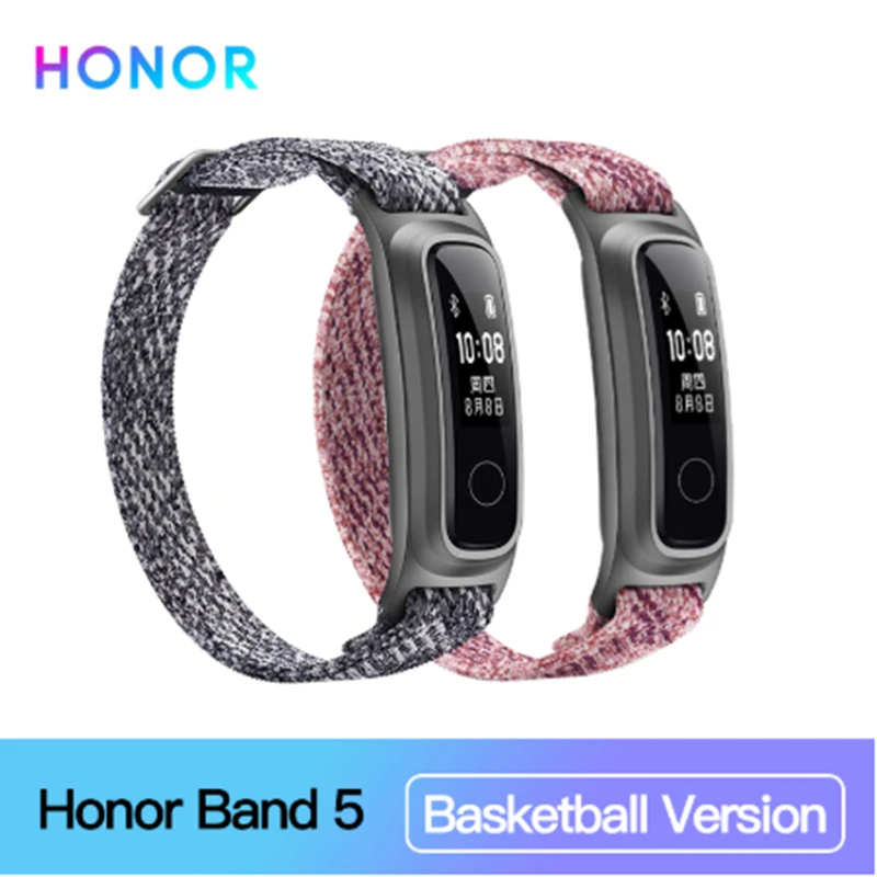 Huawei Honor band 5 smart band AMOLED кровяный кислород пульсометр фитнес сон Плавание Спорт Трекер Смарт часы - Цвет: Basketball  V Pink