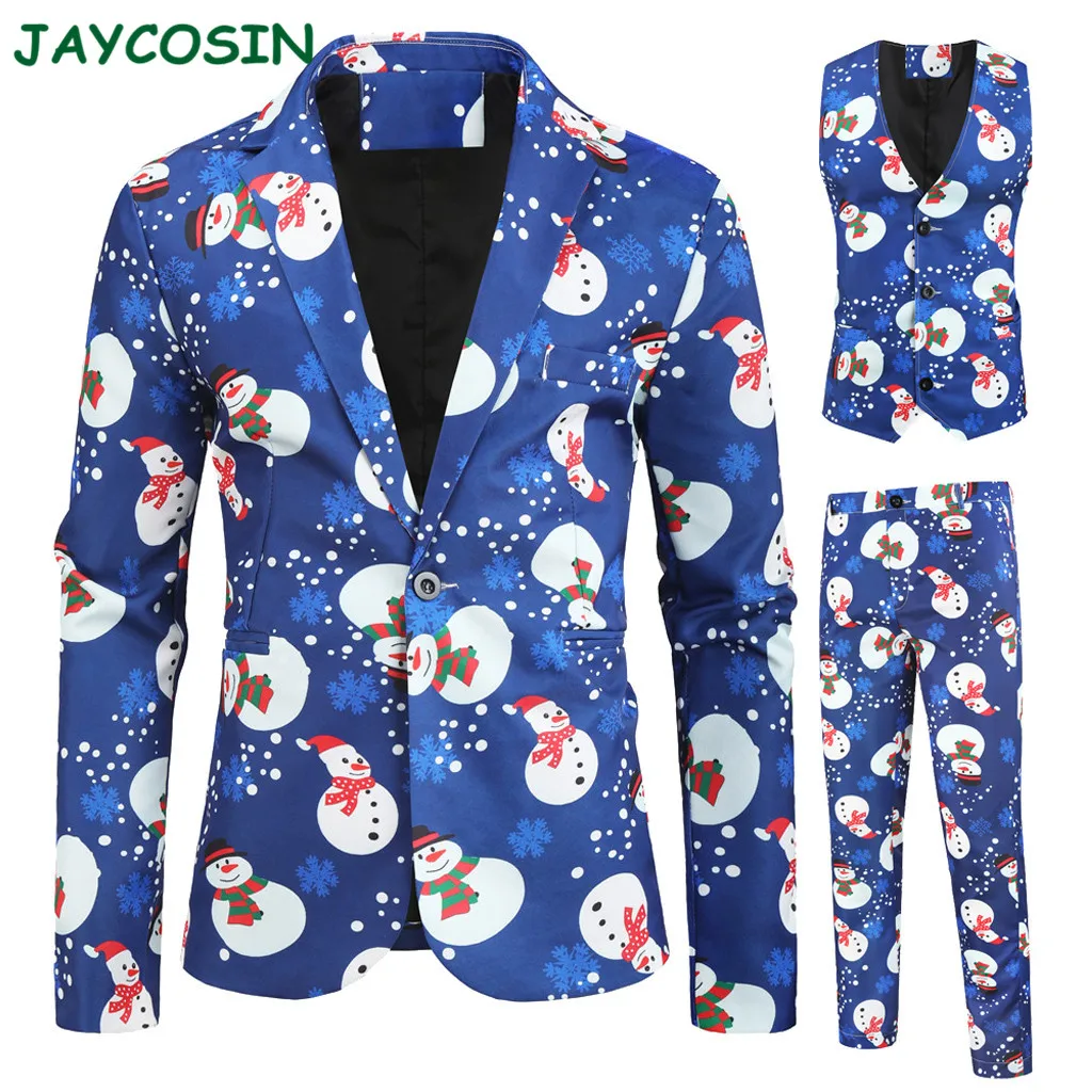 JAYCOSIN, Мужская одежда,, зимний Блейзер, Рождественский костюм, костюмы из трех предметов, мужской повседневный костюм, Homme куртка+ брюки+ жилет, 1119