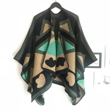 

European and American autumn and winter new - style airport Yang Tong - style thick fork - opening shawl - like cashmere scarf