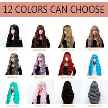 

DIANQI Long Wavy Wigs cosplay wig With Bangs Heat Resistant Synthetic Curly Wigs For African Women