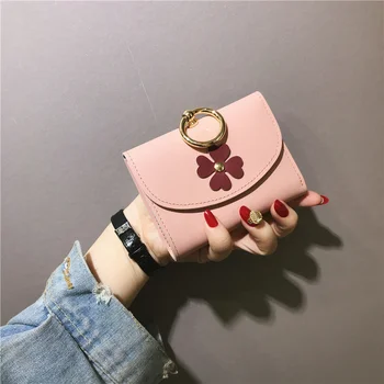 

New Money Small Wallet Women Casual Solid Wallet Fashion Female Short Mini All-match Students Flower Small Wallet Carteira
