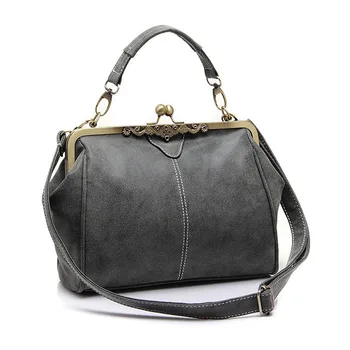 

new retro women messenger bags small shoulder bag high quality PU leather tote bag small clutch handbags(Gray)