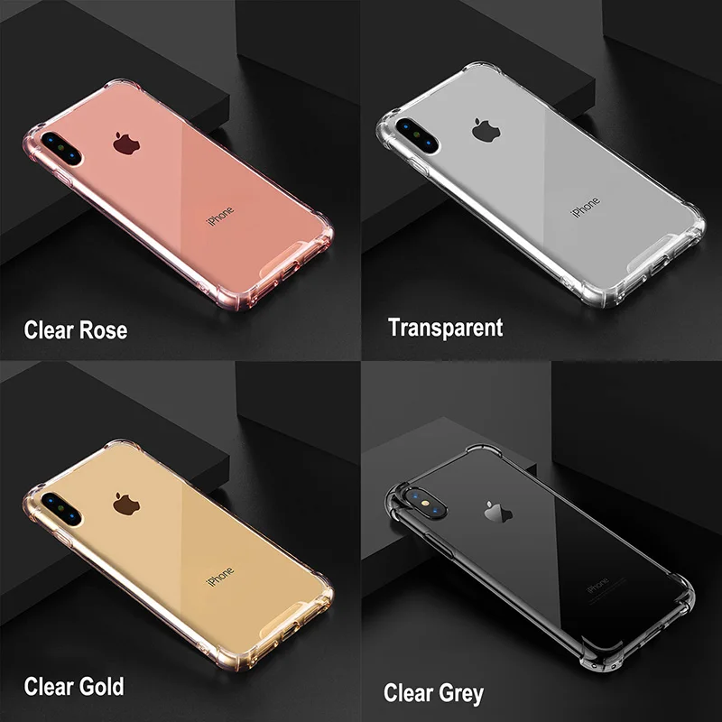Модный противоударный бампер прозрачный силиконовый чехол для телефона iPhone 7 X XS