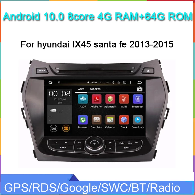 4 + 64G android 10 0 octa core 2din автомобильный dvd плеер для IX45 santa fe 2013 2015 Автомагнитола wifi gps