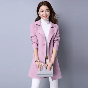 

Spring Autumn Sweater Coat Korean Version Of The Loose Plue size Long Sweater Women's Cardigan Spring New Solid suit coll Coat