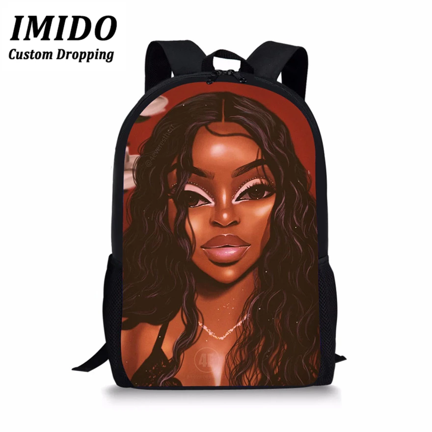 IMIDO новые школьные сумки для детей черный искусства АФРИКАНСКАЯ ДЕВУШКА печать на плечо сумка-мешок для детей 3 шт./компл. школьная книга сумки через плечо - Цвет: 6038C