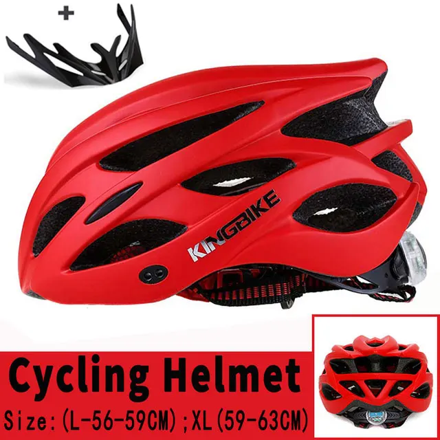Велосипедный шлем KINGBIKE, козырек для мужчин и женщин, велосипедный шлем, задний светильник для горной дороги, велосипедный шлем Casco, цельнолитые велосипедные шлемы - Цвет: A652-red