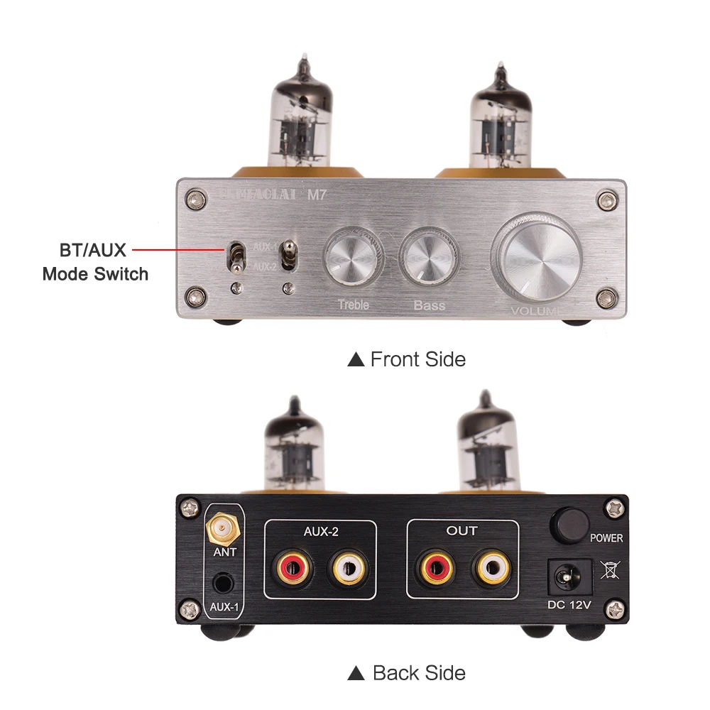 Мини HiFi цифровой аудио предусилитель Стерео предусилитель с двойным 6J2 Вакуумными Трубками BT AUX входы управления высокими басами