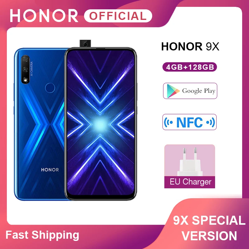  Специальная версия Honor 9X смартфон 4G128G 48MP двойная камера 6,59 ''мобильный телефон Android 9 4000mAh OTA Google Play 