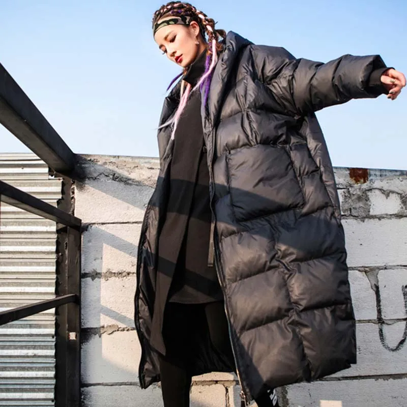 Women's jacket winter warm hooded down women's cotton coat new fashion quality medium long Loose women's cotton coat LXL32