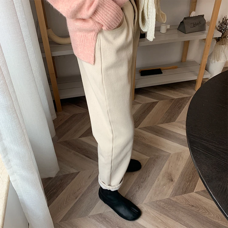 Осень-зима, модные теплые бархатные брюки, женские Pantalon, повседневные Прямые Штаны, Женские однотонные брюки с высокой талией
