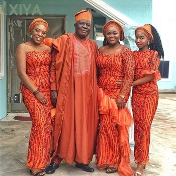 

Orange Color Sequence Fabrics Wholesale Price Nigerian Mesh Net Lace Fabric Sequins Lace Fabrics for Wedding Party APW2990B