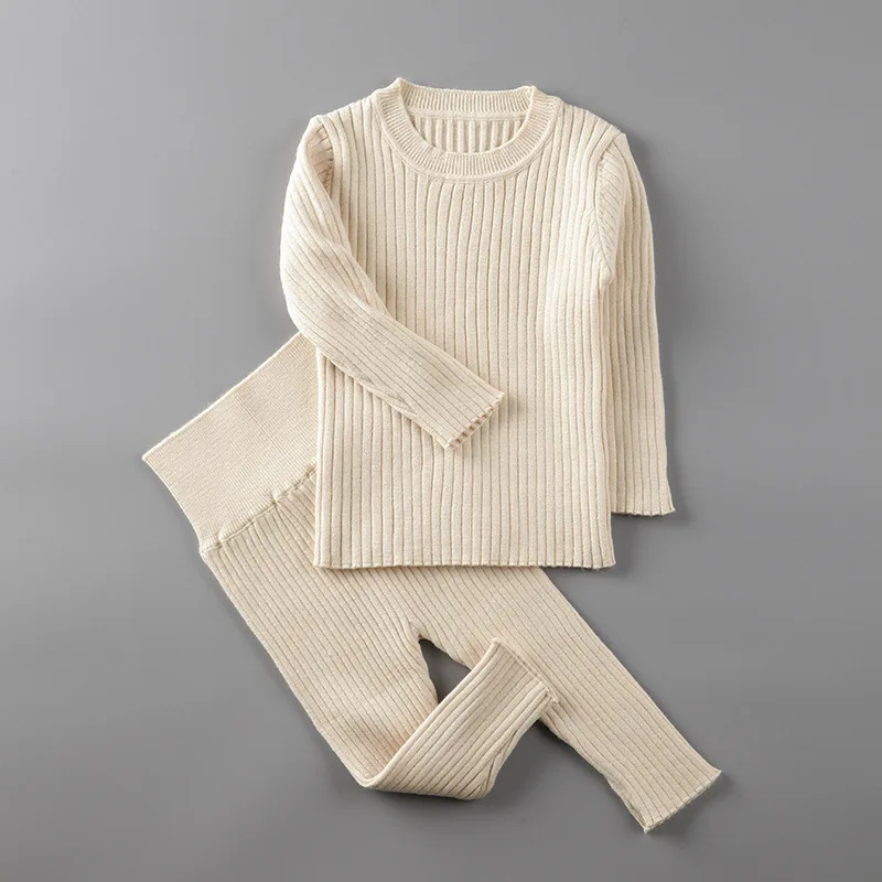 Autumn Winter Baby Boys Girls Cotton Knitted Clothes Sets Infant Kids Warm Sweater + Pants Suits Baby Clothing Sets