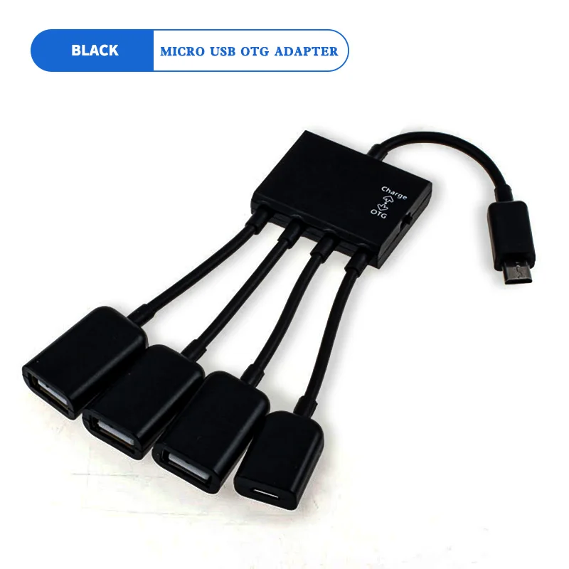 Black Asunflower OTG usb-хаб Micro USB на 3 порта USB 2,0 1 порт Micro usb зарядный концентратор OTG адаптер для Andriod телефона OTG концентратор адаптер - Цвет: Black