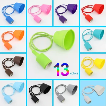 

E27 Hanging Lamp Base Bulb Holder DIY Socket Colorful Silicone Line Chandelier Lighting Point Rubber Ceiling Light Fixture Home