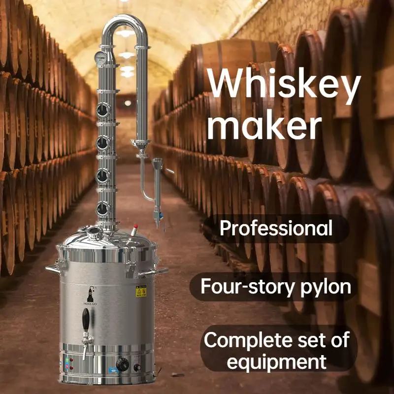 

HOOLOO Household Moonshine Distillation Machine Stainless Steel Copper Bubble Plates Vodka Brewer Distiller