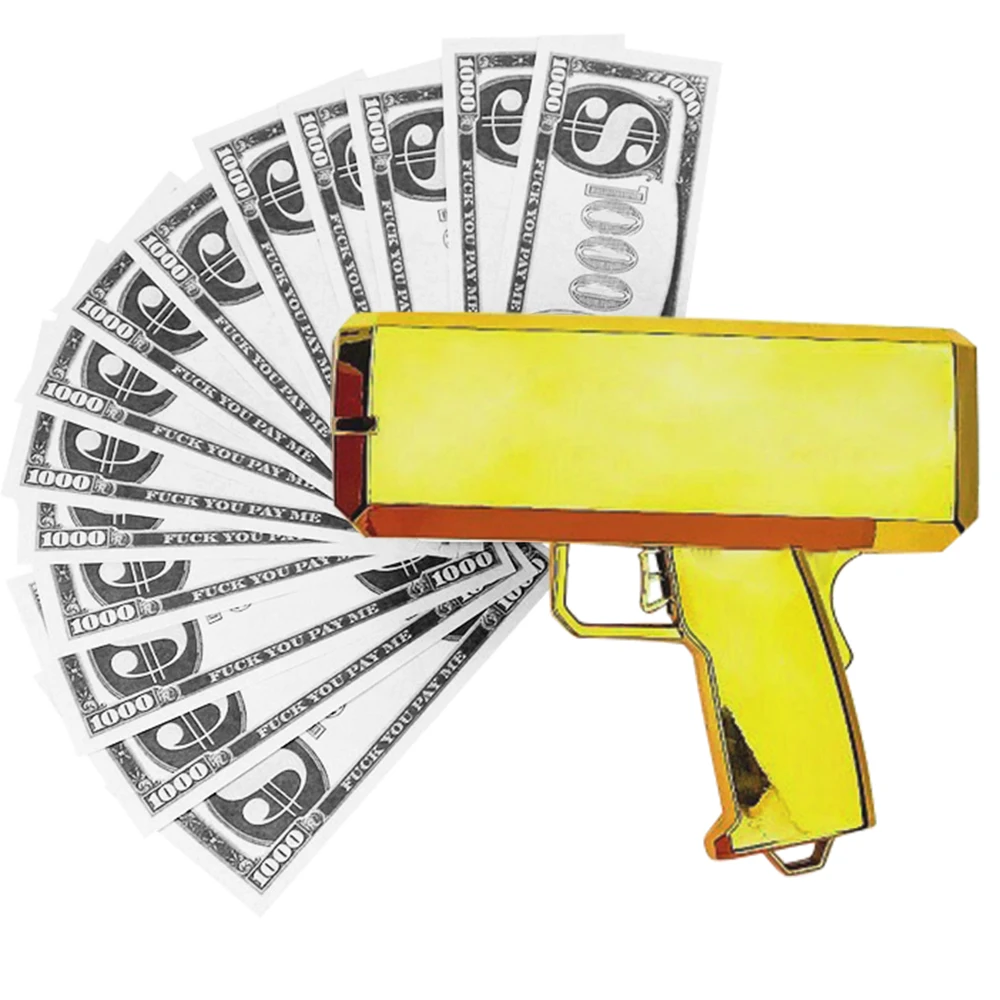 Money Gun Machine Plastic Can Gun Make It Rain Gift Toy Party Novelty Notes 