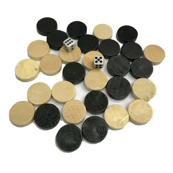 

Gift for kids Natural Wooden Chess Draughts & Checkers & Backgammon Chess Piece for Kids Board Game Learning Camping