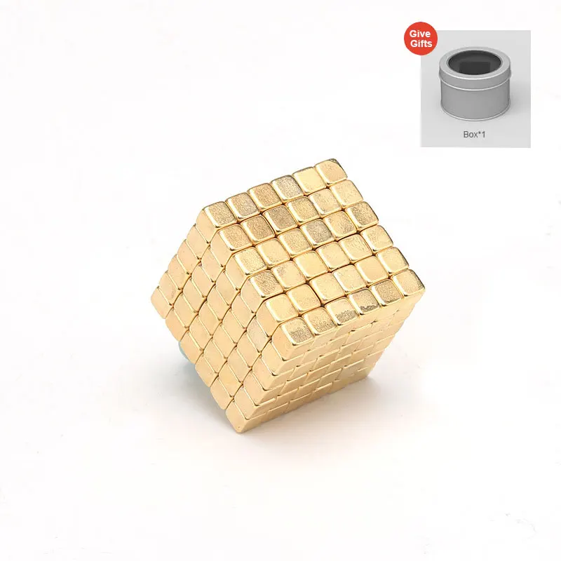 216 шт 5 мм DIY квадратный Магнитный куб магнитный дом строительные блоки Забавный дизайн моделирование игрушки для подарка - Цвет: Золотой