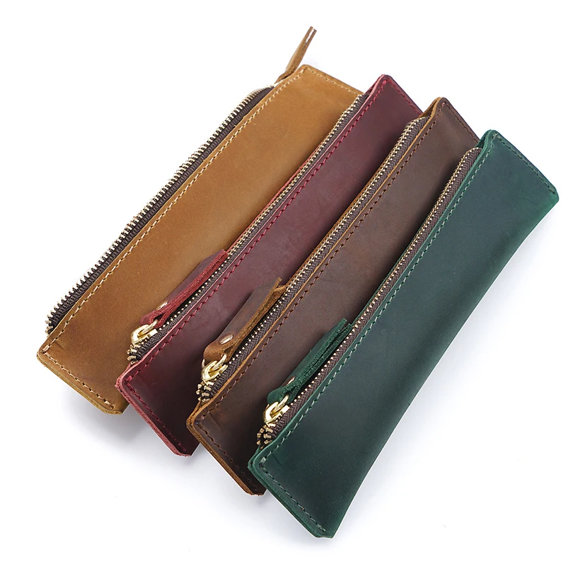 Retro Vintage Leather Pencil Case Leather Handmade Purse Pouch Bag Box Make  Up Cosmetic Pen Case Student Stationery Storage Bag